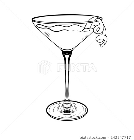 Cosmopolitan Cocktail Illustration with Citrus Garnish Cosmopolitan Cocktail Illustration with Citrus Garnish 142347717