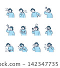 A set of women who look sick 142347735