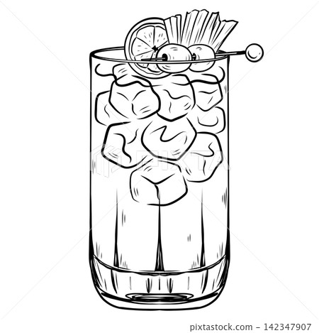 Bloody Mary Cocktail Illustration with Lemon and Celery Bloody Mary Cocktail Illustration with Lemon and Celery 142347907