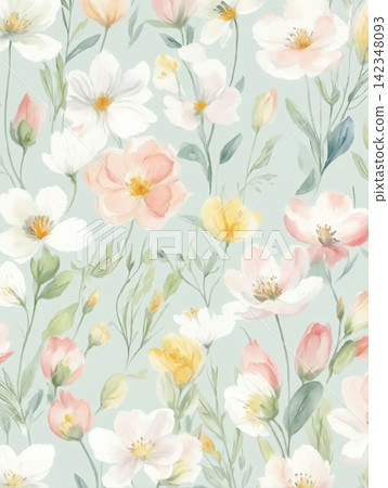 Big set of soft pastel watercolor floral seamless patterns for creative design projects Big set of soft pastel watercolor floral seamless patterns for creative design projects 142348093