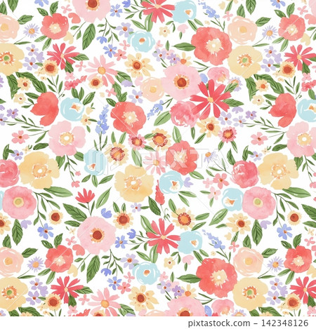 Big set of soft pastel watercolor floral seamless patterns for creative design projects Big set of soft pastel watercolor floral seamless patterns for creative design projects 142348126