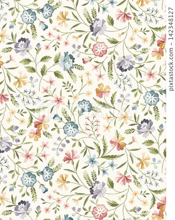 Big set of soft pastel watercolor floral seamless patterns for creative design projects 142348127
