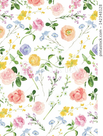 Big set of soft pastel watercolor floral seamless patterns for creative design projects Big set of soft pastel watercolor floral seamless patterns for creative design projects 142348128