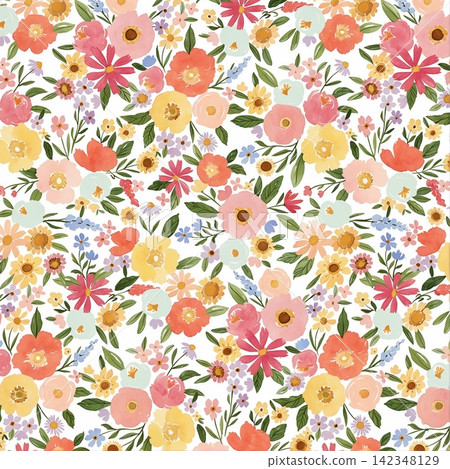 Big set of soft pastel watercolor floral seamless patterns for creative design projects Big set of soft pastel watercolor floral seamless patterns for creative design projects 142348129