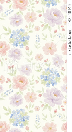 Big set of soft pastel watercolor floral seamless patterns for creative design projects Big set of soft pastel watercolor floral seamless patterns for creative design projects 142348146