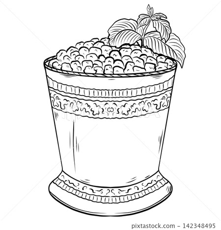 Mint Julep Cocktail Illustration with Fresh Mint and Berries Mint Julep Cocktail Illustration with Fresh Mint and Berries 142348495
