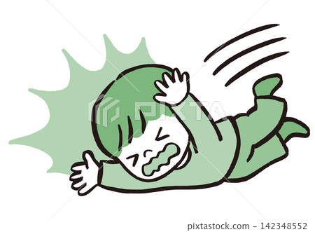 女孩跌倒的插圖 | 兒童跌倒、意外、危險和安全措施 女孩跌倒的插圖 | 兒童跌倒、意外、危險和安全措施 142348552