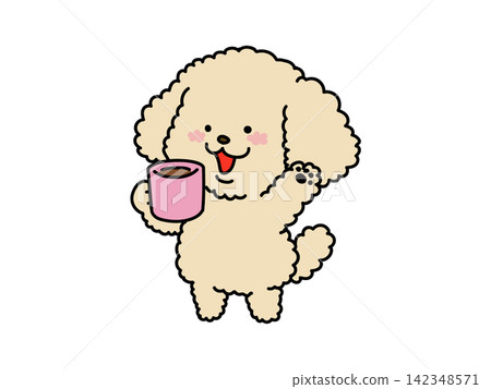 A lively toy poodle after drinking coffee. A lively toy poodle after drinking coffee. 142348571