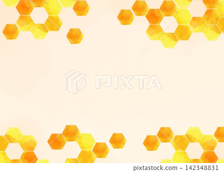 Watercolor honeycomb structure background frame Hexagonal honey image material Watercolor honeycomb structure background frame Hexagonal honey image material 142348831
