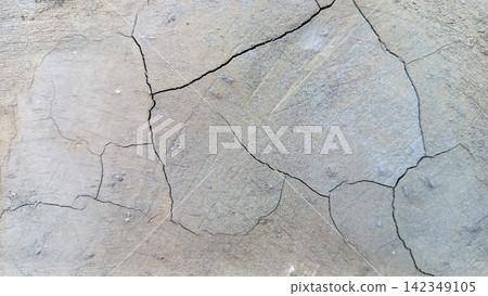 Old cement surface with a network of deep, interconnected cracks. Old cement surface with a network of deep, interconnected cracks. 142349105