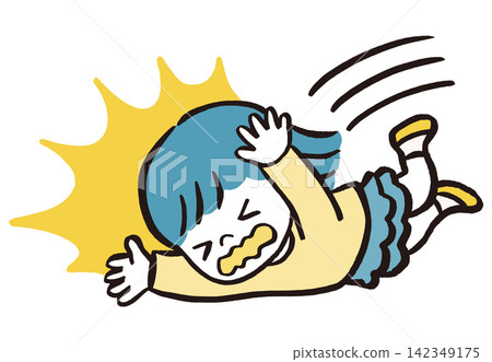女孩跌倒的插圖 | 兒童跌倒、意外、危險和安全措施 女孩跌倒的插圖 | 兒童跌倒、意外、危險和安全措施 142349175