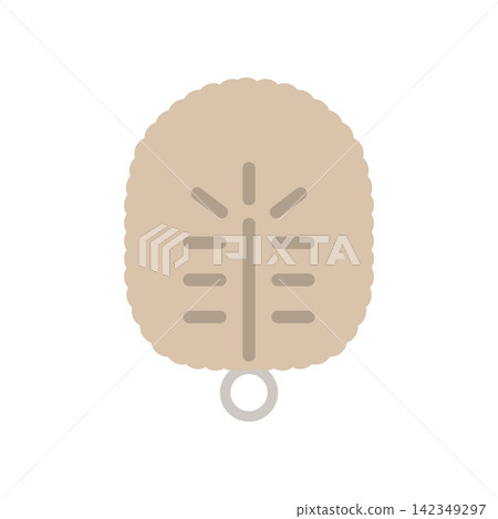 A simple cleaning tool icon depicting a round, beige scrubbing brush from the front. A simple cleaning tool icon depicting a round, beige scrubbing brush from the front. 142349297