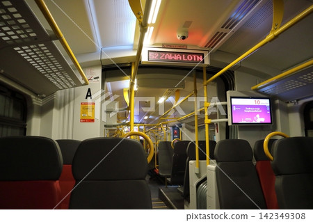 [Poland] [Warsaw] Warsaw Chopin Airport Station, Warsaw Public Transport SKM, inside the train. 142349308