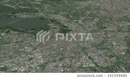 Oblique aerial 3D illustration of Wuxi, China Oblique aerial 3D illustration of Wuxi, China 142349480