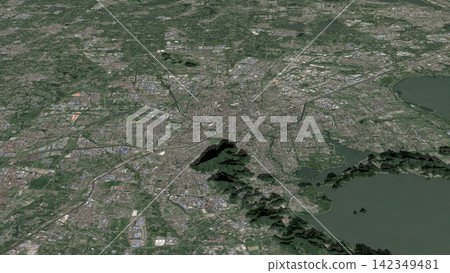 Oblique aerial 3D illustration of Wuxi, China Oblique aerial 3D illustration of Wuxi, China 142349481