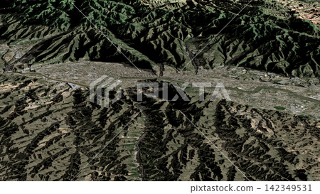 Oblique aerial 3D illustration of Lanzhou, China Oblique aerial 3D illustration of Lanzhou, China 142349531