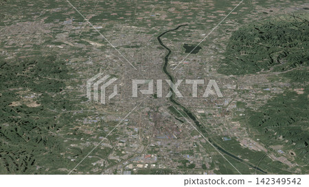 Oblique aerial 3D illustration of Taiyuan, China Oblique aerial 3D illustration of Taiyuan, China 142349542
