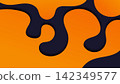 Abstract liquid background with flowing vibrant orange and navy blue organic shapes featuring drop shadows paper cutout 3d depth vector illustration, modern wallpaper design 142349577