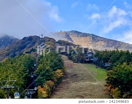 Mount Adatara and the Adatara Mountain Ropeway after the mist cleared. Mount Adatara and the Adatara Mountain Ropeway after the mist cleared. 142349683