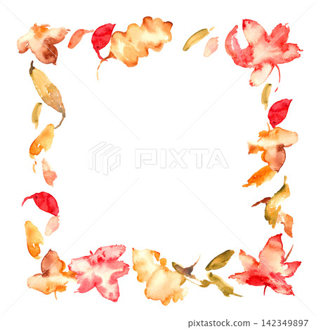 秋季楓葉和紅葉水彩邊框/背景套裝 秋季楓葉和紅葉水彩邊框/背景套裝 142349897