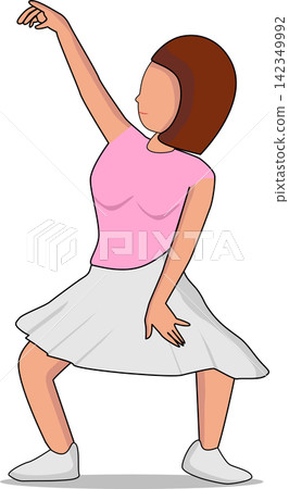 Illustration of a young Woman Dancing Illustration of a young Woman Dancing 142349992
