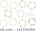 A pop and cute set of three colored framed circles: pink, yellow, and green. 142350364