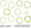 A pop and cute set of three colored circular frames: orange, yellow, and light blue. 142350365