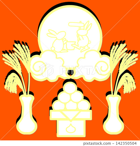 Simple moon-viewing icon Simple moon-viewing icon 142350504
