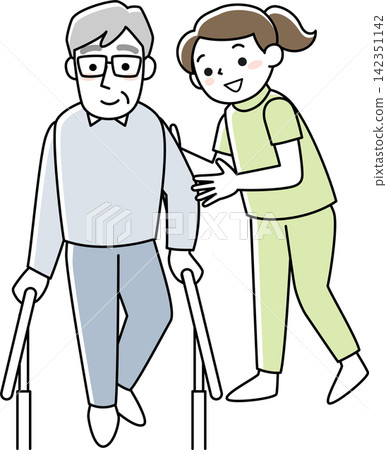老年男子正在接受腿部復健治療 142351142