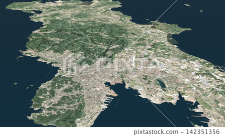 Oblique aerial 3D illustration of Dalian, China Oblique aerial 3D illustration of Dalian, China 142351356