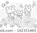Coloring book of cosmos flowers and animals 142351465