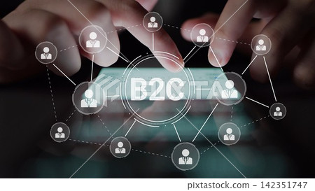 B2C Business Model with Consumer Delivery, Retail, and Growth Icons Muxer B2C Business Model with Consumer Delivery, Retail, and Growth Icons Muxer 142351747