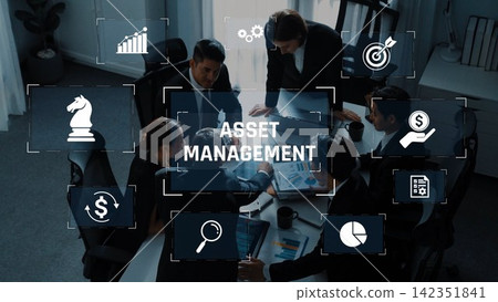 Strategic Asset Management in Modern Business Meeting with Professional Team Collaborating on Financial Planning and Growth Strategies. Raster Strategic Asset Management in Modern Business Meeting with Professional Team Collaborating on Financial Planning and Growth Strategies. Raster 142351841