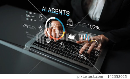 Hands of a Business Professional Interacting with Digital AI Dashboard on Laptop, Showcasing Data Analytics, Technology Trends, and Virtual Agents Gluon Hands of a Business Professional Interacting with Digital AI Dashboard on Laptop, Showcasing Data Analytics, Technology Trends, and Virtual Agents Gluon 142352025