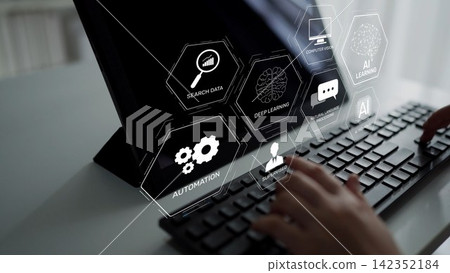 AI Learning Concept Infographic with Deep Learning, NLP, and Automation Muxer AI Learning Concept Infographic with Deep Learning, NLP, and Automation Muxer 142352184