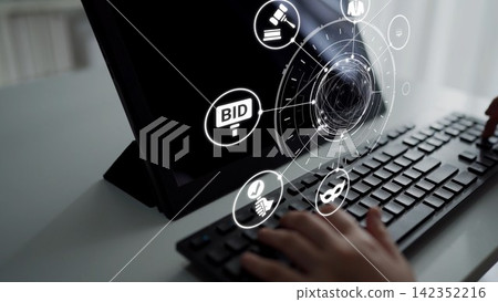 Online auction concept for digital bidding and sales Funnel Online auction concept for digital bidding and sales Funnel 142352216