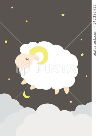 一隻綿羊漂浮在夜空中(2027年羊年新年賀卡 - 無文字) 一隻綿羊漂浮在夜空中(2027年羊年新年賀卡 - 無文字) 142352413