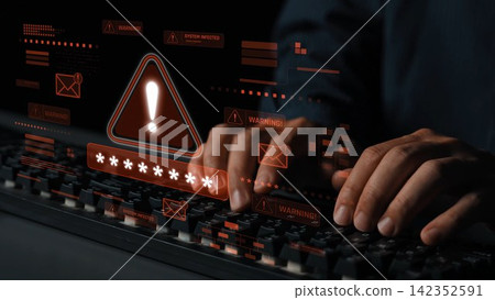 Password security breach warning with red asterisk box Marrow Password security breach warning with red asterisk box Marrow 142352591