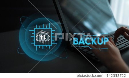 Modern Technology Concept for Data Backup Featuring Laptop, Cloud Computing, Processor, and Digital Icons in a Seamless Background. Entropy Modern Technology Concept for Data Backup Featuring Laptop, Cloud Computing, Processor, and Digital Icons in a Seamless Background. Entropy 142352722