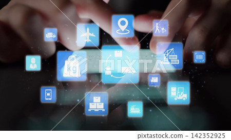 LoFunnelics icons illustrate delivery, supply chain, warehouse, and shipping. Funnel LoFunnelics icons illustrate delivery, supply chain, warehouse, and shipping. Funnel 142352925