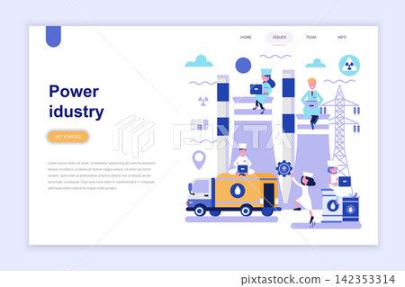 Landing page template of power industry modern flat design concept. Learning and people concept. Conceptual flat vector illustration for web page, website and mobile website. Landing page template of power industry modern flat design concept. Learning and people concept. Conceptual flat vector illustration for web page, website and mobile website. 142353314
