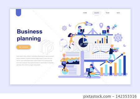 Landing page template of business planning modern flat design concept. Learning and people concept. Conceptual flat vector illustration for web page, website and mobile website. Landing page template of business planning modern flat design concept. Learning and people concept. Conceptual flat vector illustration for web page, website and mobile website. 142353316