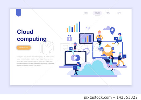 Landing page template of cloud computing modern flat design concept. Learning and people concept. Conceptual flat vector illustration for web page, website and mobile website. Landing page template of cloud computing modern flat design concept. Learning and people concept. Conceptual flat vector illustration for web page, website and mobile website. 142353322