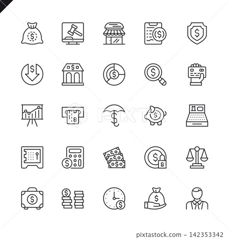 Thin line money, finance, payments elements icons set for website and mobile site and apps. Outline icons design. 48x48 Pixel Perfect. Linear pictogram pack. Vector illustration. Thin line money, finance, payments elements icons set for website and mobile site and apps. Outline icons design. 48x48 Pixel Perfect. Linear pictogram pack. Vector illustration. 142353342