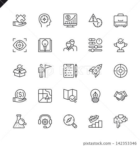 Thin line startup project and development elements icons set for website and mobile site and apps. Outline icons design. 48x48 Pixel Perfect. Linear pictogram pack. Vector illustration. Thin line startup project and development elements icons set for website and mobile site and apps. Outline icons design. 48x48 Pixel Perfect. Linear pictogram pack. Vector illustration. 142353346