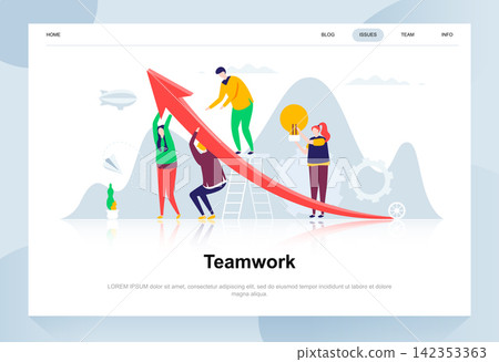 Teamwork modern flat design concept. Leadership and people concept. Landing page template. Conceptual flat vector illustration for web page, website and mobile website. Teamwork modern flat design concept. Leadership and people concept. Landing page template. Conceptual flat vector illustration for web page, website and mobile website. 142353363