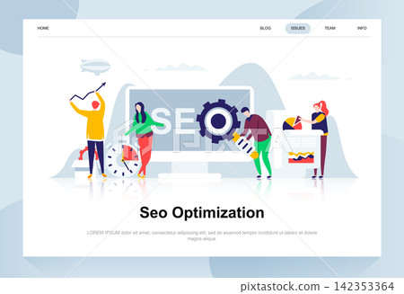 Seo analysis modern flat design concept. Search engine and people concept. Landing page template. Conceptual flat vector illustration for web page, website and mobile website. 142353364
