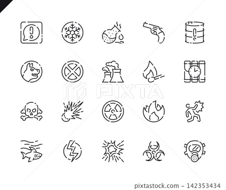 Simple Set Warnings Line Icons for Website and Mobile Apps. 142353434
