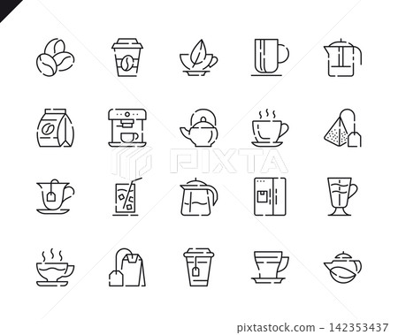 Simple Set Coffee and Tea Line Icons for Website and Mobile Apps. Simple Set Coffee and Tea Line Icons for Website and Mobile Apps. 142353437