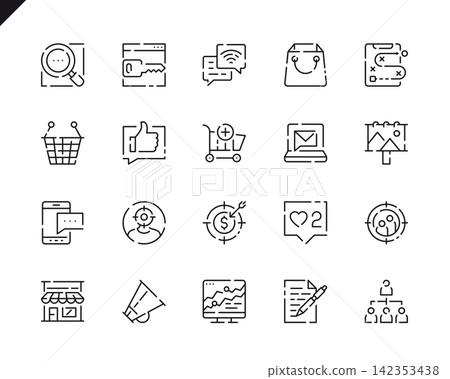 Simple Set Marketing Line Icons for Website and Mobile Apps. Simple Set Marketing Line Icons for Website and Mobile Apps. 142353438